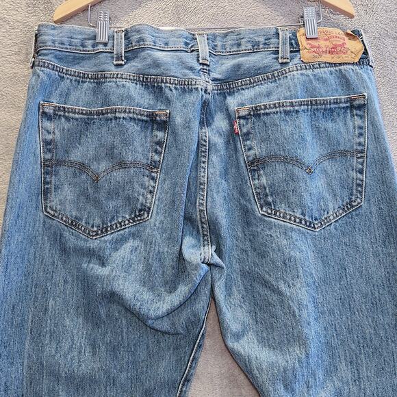 Levi's Mens Medium Wash Button Fly 501 Jeans Size 40x30 Straight Leg Minimalist - Picture 7 of 14